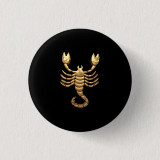 Badge Rond 2,50 Cm Symbole de scorpion or Tone Zodiac