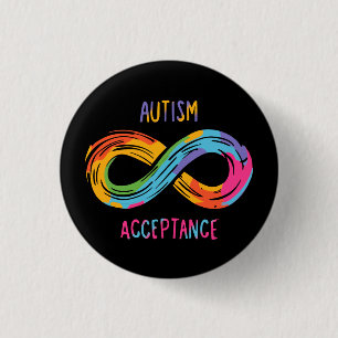 Badge Rond 2,50 Cm Symbole d'infini arc-en-ciel coloré d'acceptation 