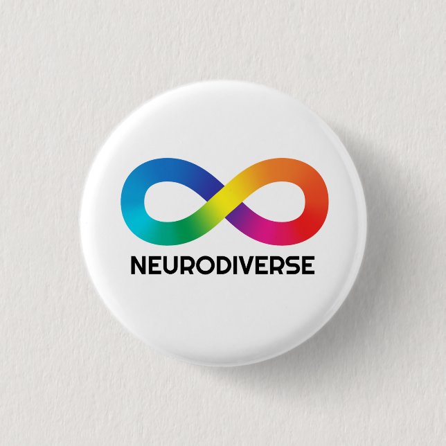 Badge Rond 2,50 Cm Symbole d'infini neurodiversifié Autiste (Devant)