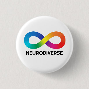 Badge Rond 2,50 Cm Symbole d'infini neurodiversifié Autiste