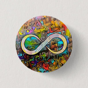 Badge Rond 2,50 Cm Symbole d'infini Sensibilisation sur l'autisme N