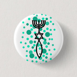 Badge Rond 2,50 Cm Symbole du Messie avec des points d'Aqua
