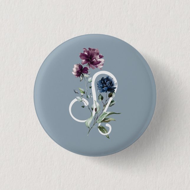 Badge Rond 2,50 Cm Symbole étoilé Leo Zodiac (Devant)