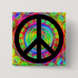 Badge Rond 2,50 Cm Symbole noir funky de paix