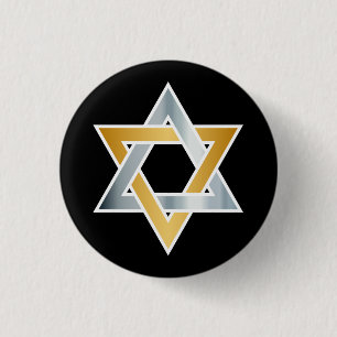 Badge Rond 2,50 Cm Symbole original or argent étoile de David