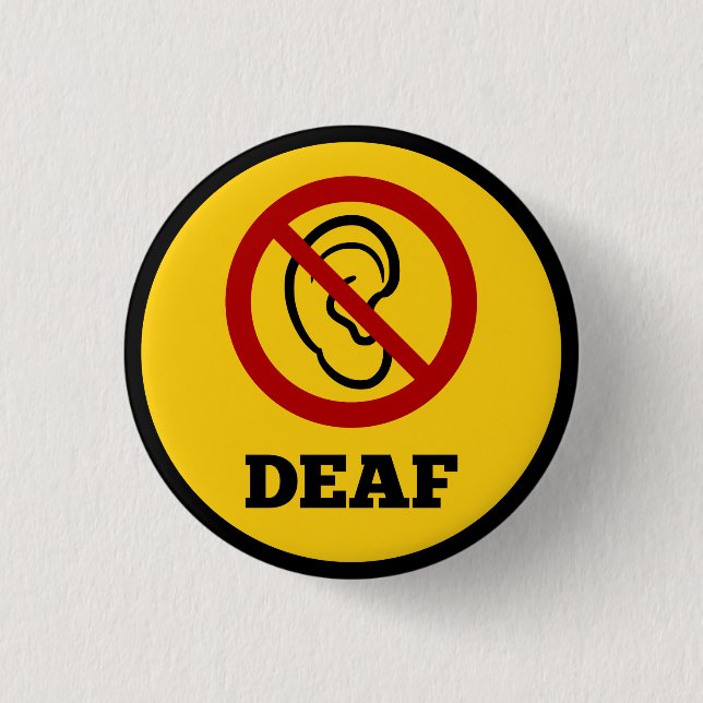 Badge Rond 2,50 Cm symbole sourd jaune (Devant)