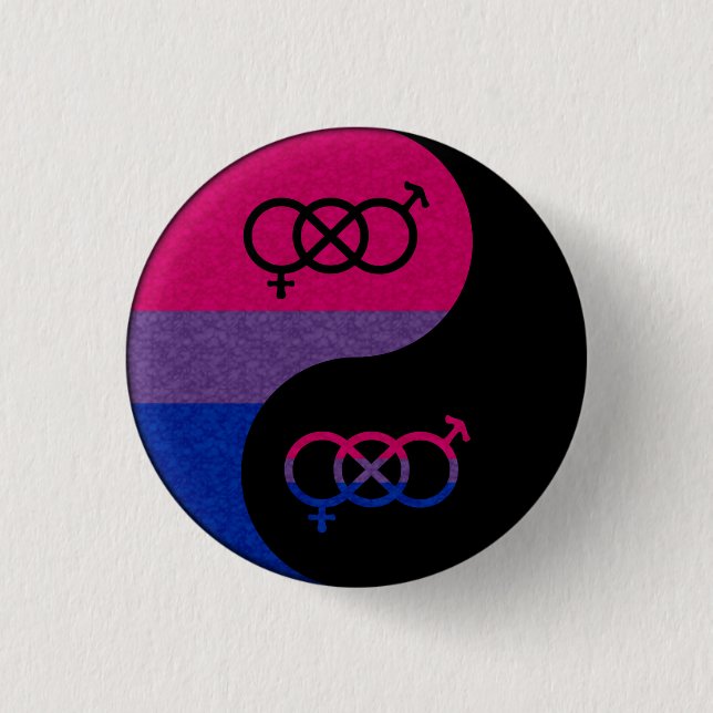 Badge Rond 2,50 Cm Symbole Yin et Yang de la fierté bisexuelle dans l (Devant)