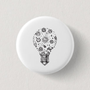 Badge Rond 2,50 Cm Système solaire Doodle en bulbe