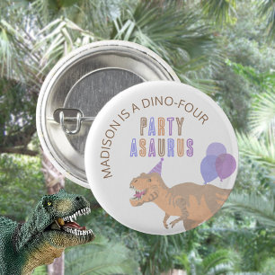 Badge Rond 2,50 Cm T-Rex Tan Party Asaurus Cute Dinosaur Anniversaire