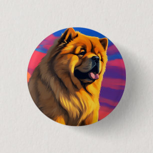 Badge Rond 2,50 Cm Tableau Chow Chow