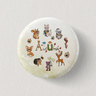 Badge Rond 2,50 Cm Tableau d'automne