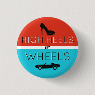 Badge Rond 2,50 Cm Talons ou roues Révélation de genre rouge et bleu