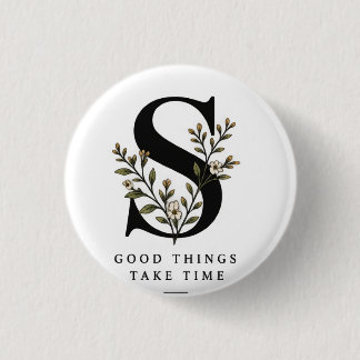Badge Rond 2,50 Cm Tapisserie Monogramme S Floral - Les Belles Choses