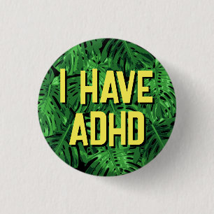 Badge Rond 2,50 Cm TDAH Feuille de palme verte tropicale