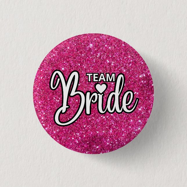 Badge Rond 2,50 Cm Team Bride Pink Sparkling Parties scintillant (Devant)