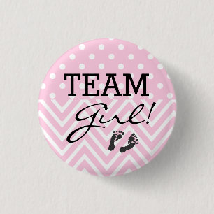 Badge Rond 2,50 Cm Team Girl Baby shower rose