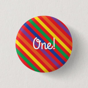 Badge Rond 2,50 Cm Teddy Bear Rainbow Cute 1ère fête anniversaire