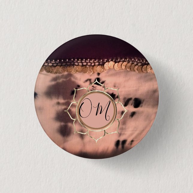 Badge Rond 2,50 Cm Tee de teinture rose pâle OM Lotus (Devant)