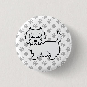 Badge Rond 2,50 Cm Térrier West Highland blanc Chien de dessin animé 