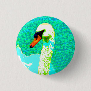 Badge Rond 2,50 Cm Tête de cygne blanche majestueuse