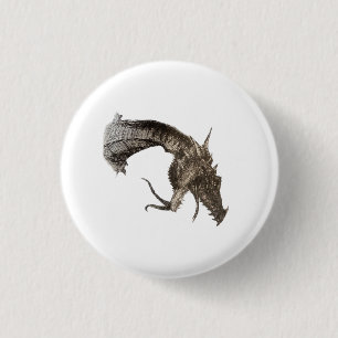 Badge Rond 2,50 Cm Tête de dragon médiéval