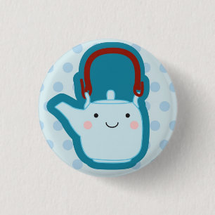 Badge Rond 2,50 Cm Théière bleue