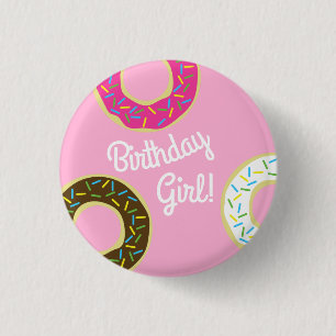 Badge Rond 2,50 Cm Thème de fête d'anniversaire de beignets coloré