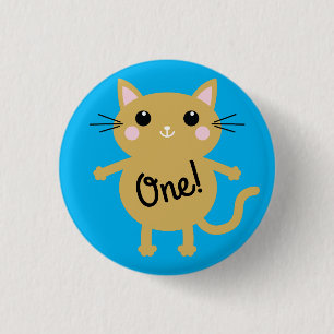 Badge Rond 2,50 Cm Thème de fête d'anniversaire de Cat Cute Kitty