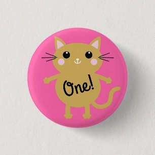 Badge Rond 2,50 Cm Thème de fête d'anniversaire de Cat Cute Kitty