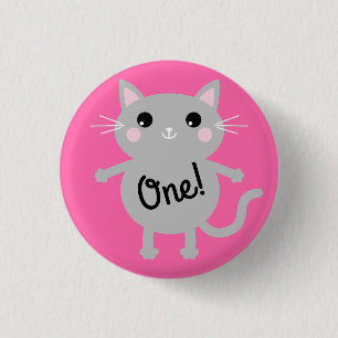 Badge Rond 2,50 Cm Thème de fête d'anniversaire de Cat Cute Kitty