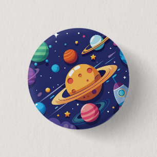 Badge Rond 2,50 Cm Thème de l'espace et des planètes