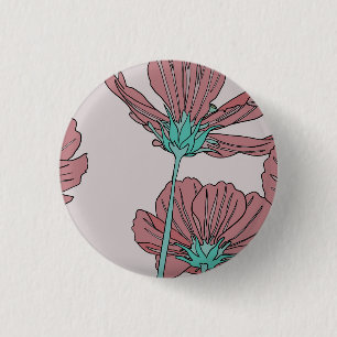 Badge Rond 2,50 Cm Thème floral, motif pavot