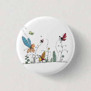 Badge Rond 2,50 Cm thème papillons et fées