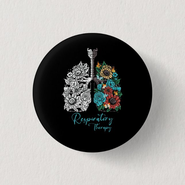 Badge Rond 2,50 Cm Thérapie respiratoire Fleur Poumon Therap respirat (Devant)