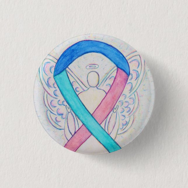 Badge Rond 2,50 Cm Thyroïde Cancer Sensibilisation Ruban Angel Pin bo (Devant)