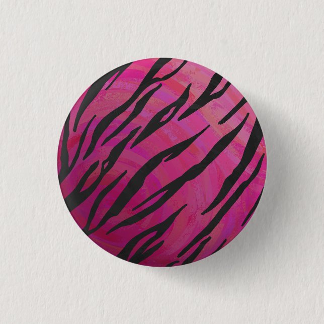 Badge Rond 2,50 Cm Tiger rose chaud et noir (Devant)