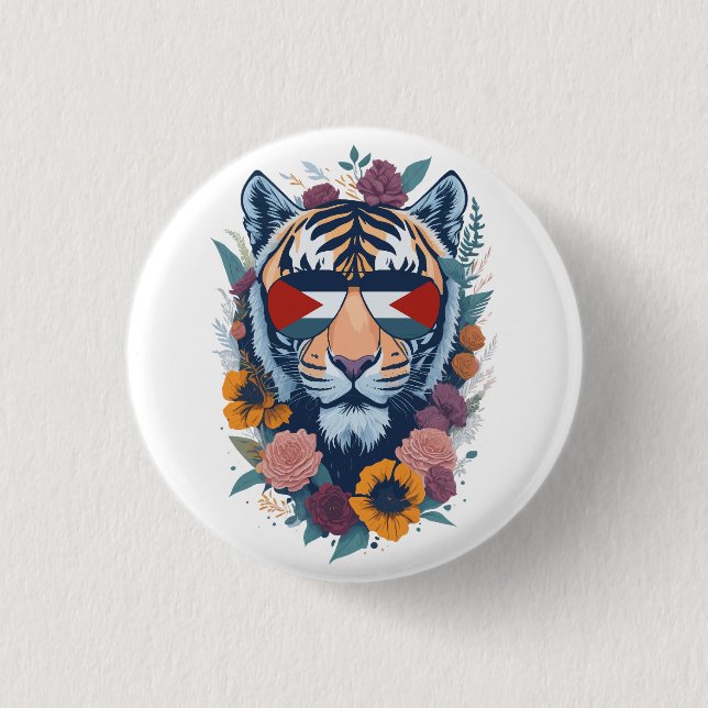 Badge Rond 2,50 Cm Tigre palestinien - Palestine FLAG (Devant)