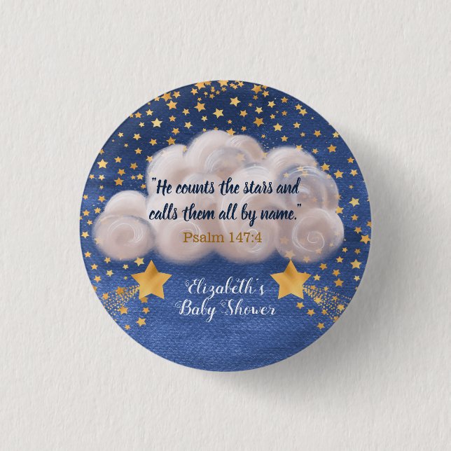 Badge Rond 2,50 Cm Tir Star Twin Baby shower religieux (Devant)