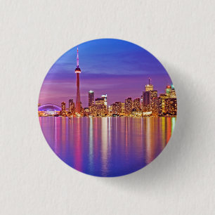 Badge Rond 2,50 Cm Toronto Skyline à Dusk