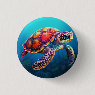 Badge Rond 2,50 Cm Tortue aquarelle
