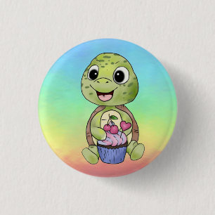 Badge Rond 2,50 Cm Tortue avec muffin Button