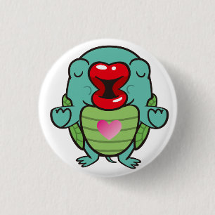 Badge Rond 2,50 Cm tortue qui s'embrasse