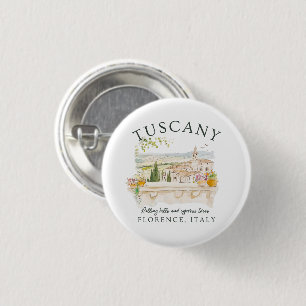 Badge Rond 2,50 Cm Toscane Florence Travel - Rolling Hills & Trees