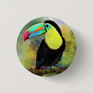 Badge Rond 2,50 Cm Toucan Bird Button Exotic Tropical Toco