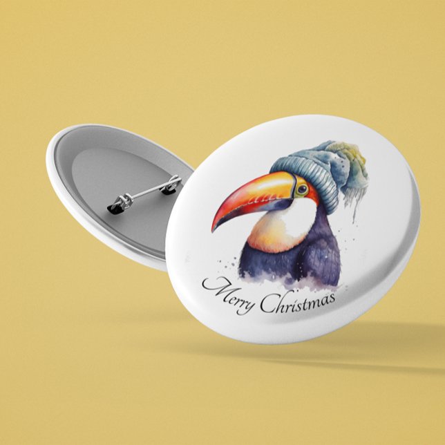 Badge Rond 2,50 Cm Toucan Winter Vibes, personnalisation (Créateur téléchargé)