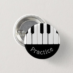 Badge Rond 2,50 Cm Touches de piano noir et blanc, "Exercice"