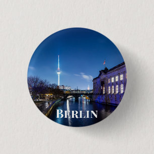 Badge Rond 2,50 Cm Tour TV et île musée à Berlin, Allemagne