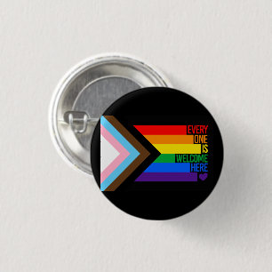 Badge Rond 2,50 Cm Tout le monde est bienvenu ici (Progress Pride)