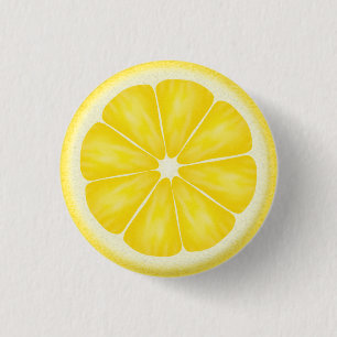 Badge Rond 2,50 Cm Tranche jaune d'agrumes de citron
