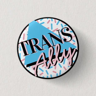 Badge Rond 2,50 Cm Trans Ally Rose Blue Sprinkles 90s LGBT
